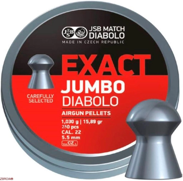 Кулі пневматичні (для воздушки) 5,5 мм 1,03 г (250шт) JSB Diabolo Exact Jumbo. 14530519 - зображення 1