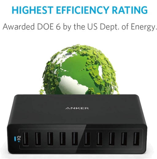 Ładowarka ścienna Anker PowerPort 10 60W 10-portowa V3 Czarna (A2133L11) - obraz 3
