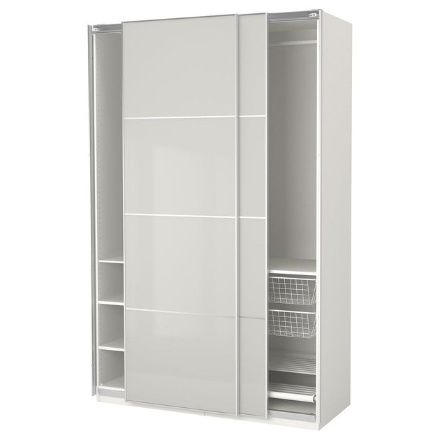 Шкаф-купе IKEA PAX 150x66x236 см Hokksund белый глянцевый светло-серый ...