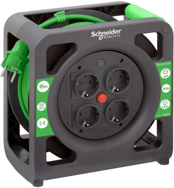 Удлинитель на катушке Schneider Electric ІР20 4 розетки 15 м (IMT33137 ...