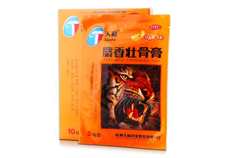 Тигровий пластир Tianhe, Shexiang Zhuanggu Gao, протинабряковий, знеболюючий, 10 шт - зображення 2