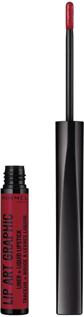 Pomadka w płynie Rimmel Lip Art Graphic 2-w-1 550 z konturówką 1,8 ml (3614227448735) - obraz 4