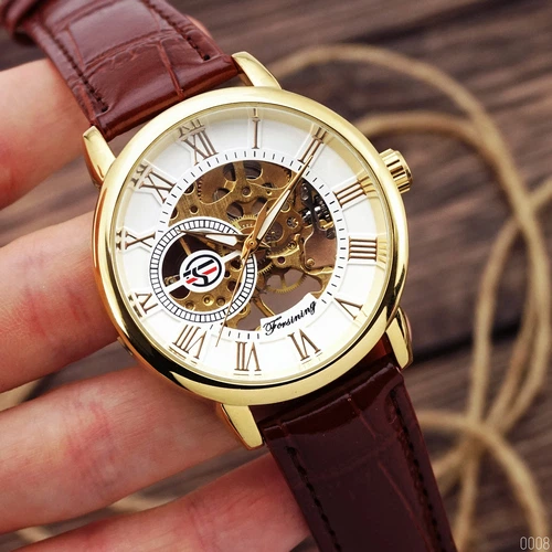 Мужские часы Forsining 8099 Brown-Gold-White (1059-0008) - изображение 2
