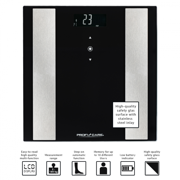 Весы напольные Profi Care PC-PW 3007 FA 8в1 Black - изображение 2