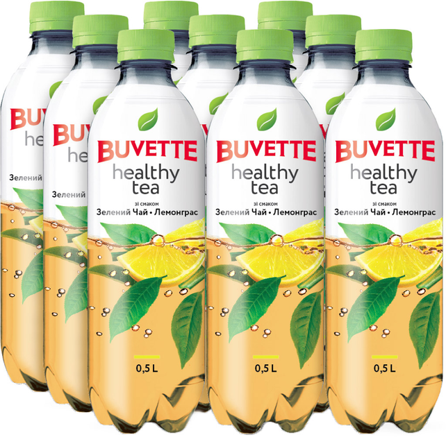 Акція на Упаковка напою Buvette безалкогольного соковмісного негазованої Healthy Tea зі смаком зеленого чаю і лемонграсу 0.5 л 9 шт від Rozetka