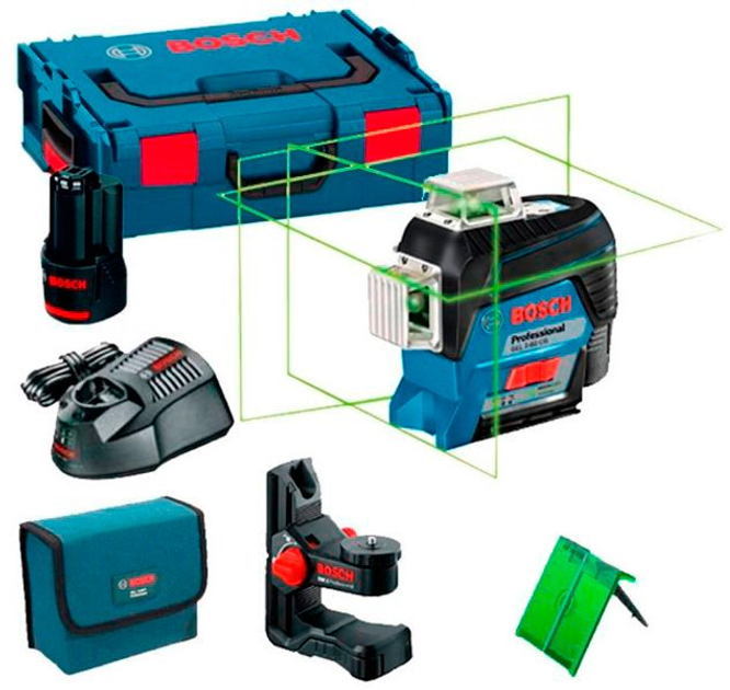 Линейный лазерный нивелир Bosch GLL 3-80 CG + BM 1 + зарядка с ...