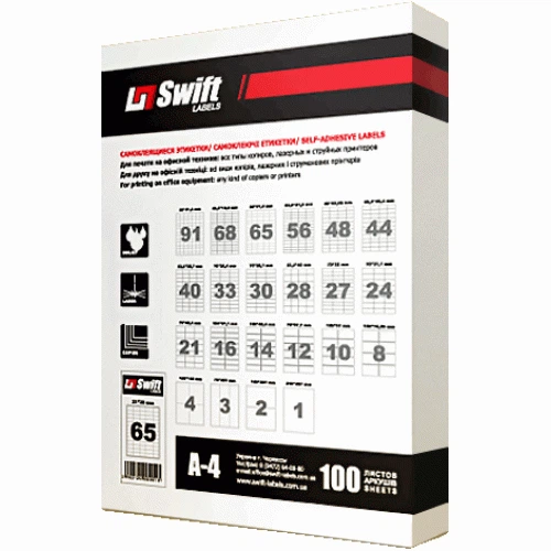 Самоклеющаяся бумага А4 Swift * 4 наклейки (105x148 мм.) (100 листов) - изображение 3