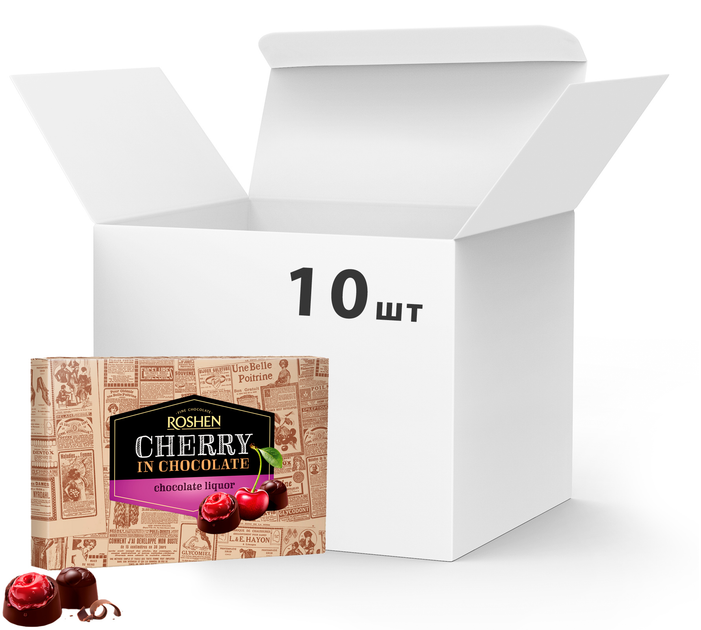 Упаковка конфет Roshen вишня с шоколадным ликером 152 г х 10 шт ...