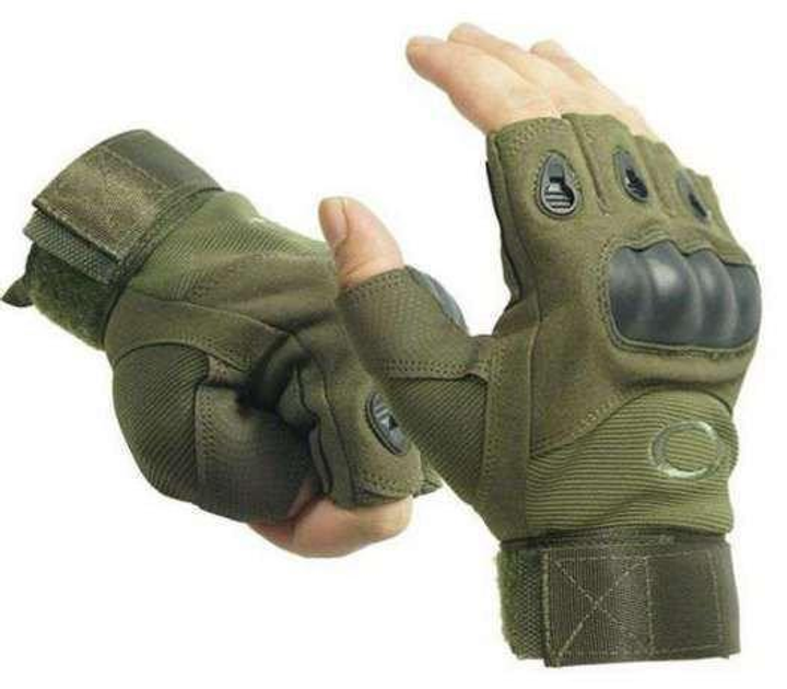 Тактические беспалые перчатки Oakley темно-зеленые - изображение 2
