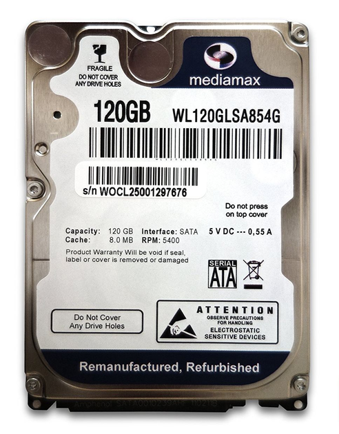 Накопитель HDD 2.5" SATA 120GB Mediamax 5400rpm 8MB (WL120GLSA854G) - Refubrished - изображение 1