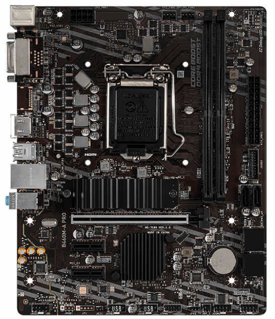 Материнська плата MSI B460M-A Pro (s1200, Intel B460, PCI-Ex16) - Фото 1 Материнська плата MSI B460M-A Pro (s1200, Intel B460, PCI-Ex16) - зображення 1