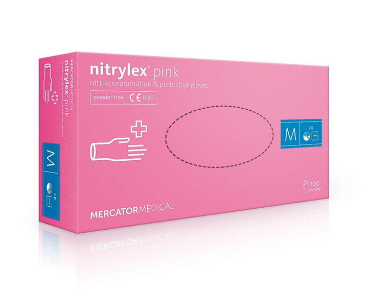 Перчатки розовые Nitrylex Pink нитриловые неопудренные М RD30144003 - зображення 1