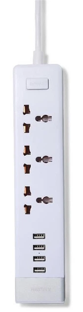 Сетевой фильтр Remax 3xPlug-4хUSBх 2.1А 1.8M white - Фото 1 Сетевой фильтр Remax 3xPlug-4хUSBх 2.1А 1.8M white - изображение 1