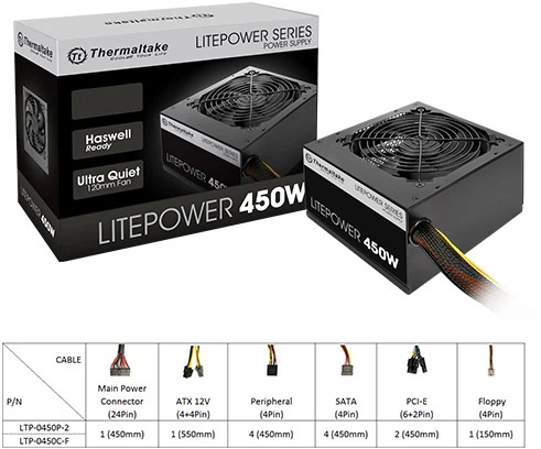 Zasilacz Thermaltake Litepower 450W (PS-LTP-0450NPCNEU-2) - Zdjęcie 7 Zasilacz Thermaltake Litepower 450W (PS-LTP-0450NPCNEU-2) - obraz 7