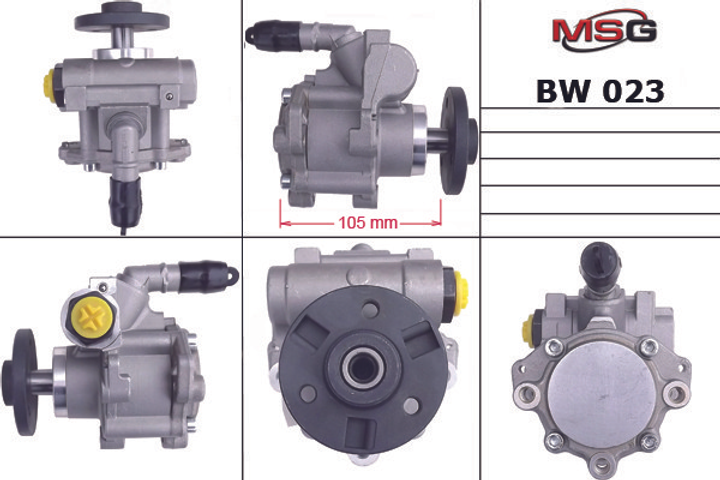 Насос ГУР новый BMW 5 (E60) 05-10,BMW 1 (E81) 05-12,BMW 3 (E90) 05-11,BMW 3 купе (E92) 06-, MSG, bw023 - изображение 1