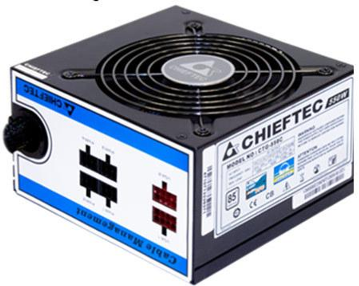 Блок живлення Chieftec 550W CTG-550C, 120 mm, 24+4pin, 1x4+4pin, SATA х 6, Molex 4x4pin, 2x6+2pin, кабелі модульні - изображение 1