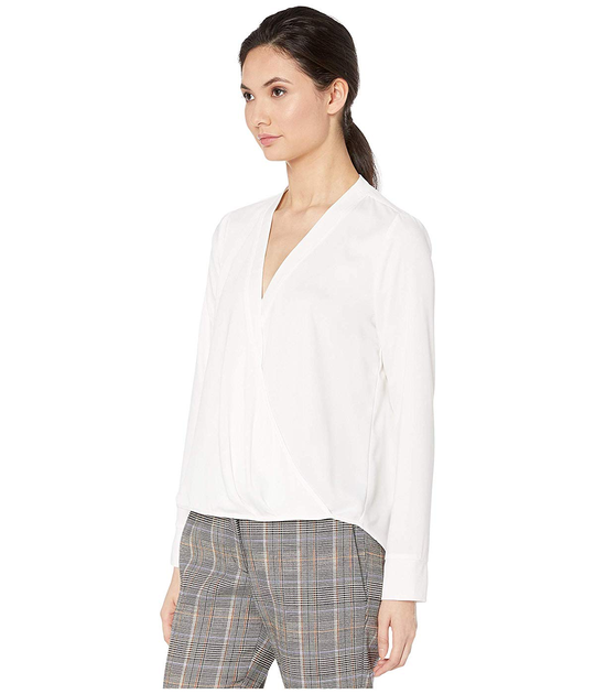Блузка BCBG Max Azria Wrap Hem Long Sleeve Woven Top Off-White, S (10421407) 