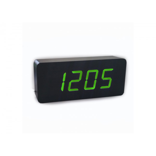 Электронные настольные часы-будильник LED WOOD CLOCK VST-865+ под дерево черные с зеленой подсветкой - изображение 3