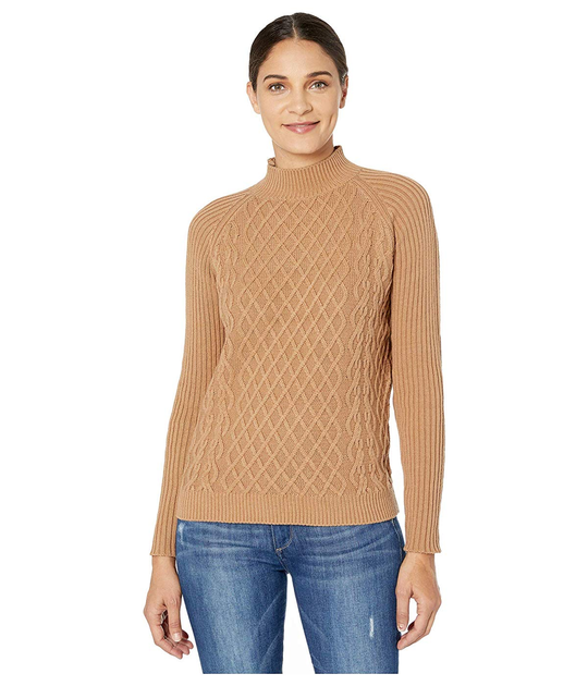 BCBG Max Azria Mock Long Sleeve Pullover Sweater Camel M