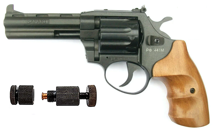 Револьвер под патрон Флобера Safari РФ 441 М + Обжимка патронов Флобера в подарок - зображення 1