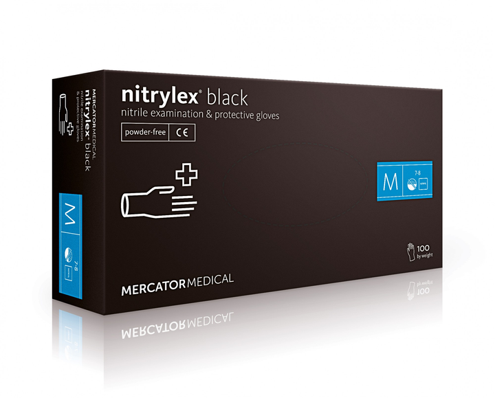 Перчатки Mercatal Medical Nitrylex Black нитриловые неопудренные M Черные - изображение 1
