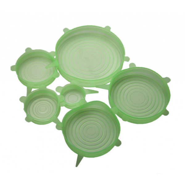 Силиконовые крышки для посуды набор 6 штук Silicone Sealing Lids Green - Фото 3 Силиконовые крышки для посуды набор 6 штук Silicone Sealing Lids Green - изображение 3