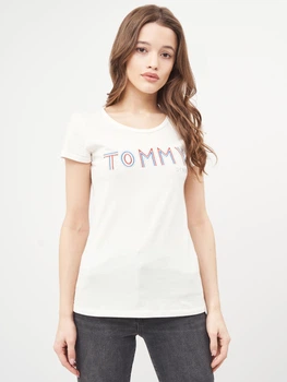 Футболка хлопковая женская Tommy Hilfiger 9563.3 L Бежевая