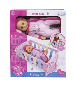 Пупс с кроваткой-колыбелькой 2 в 1 Warm Baby в малиновом