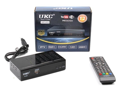 Тюнер DVB-T2 UKC 0968/6922 с поддержкой Wi-Fi адаптера + пульт Д/У металлический корпус Черный (605496)