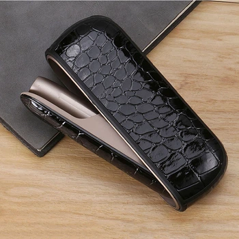 Набор чехол и боковая панель накладка для IQOS (Айкос) 3 и 3 DUO (Дуо) NEWstyle Кожа Крокодил Черный