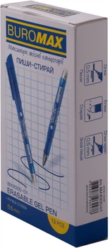 Набор гелевых ручек Buromax Erase Slim Пиши-стирай 0.5 мм Синий корпус 12 шт (BM.8300-01)