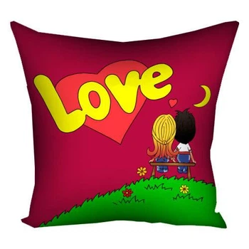 Габардинова подушка з принтом для декору Love is червона (3P_17LV004) 40х40см