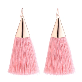Серьги Zha Кисточки нить Pink розовые