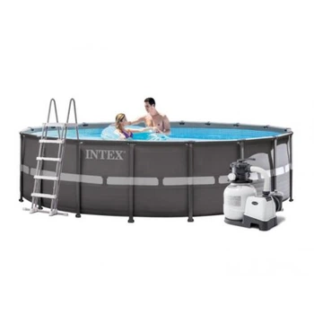 Басейн каркасний INTEX 28332/26332/26330, круглий, 549х132 см з фільтр-насосом грубого очищення (220-240V), сходами, підстилкою