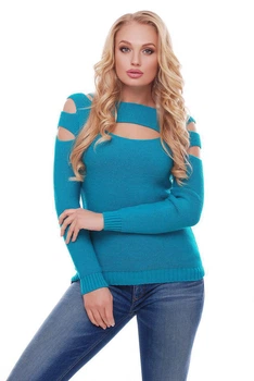 Fashions • Свитер с вырезами Марлен Fashions 44-52 бирюза (782-аш)