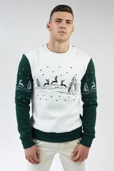 Чоловічий вишитий світшот Олені Green XXL UKRS-9919 UkrGlamour