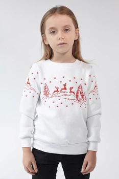 Різдвяний світшот для дівчинки Олені White 80 UKRS-6613D UkrGlamour