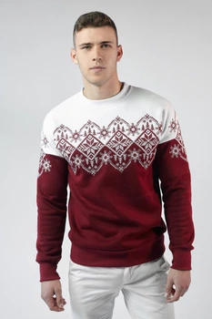 Чоловічий різдвяний світшот Сніжинка Burgundy L UKRS-9915 UkrGlamour