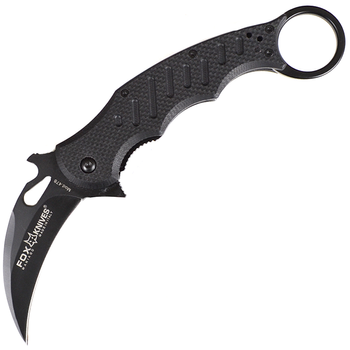 Нож складной керамбит FOX 478 (длина: 18.5см, лезвие: 7.5см), черный
