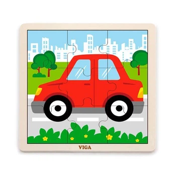 Деревянный пазл Viga Toys Машинка, 9 эл. (SKU-51444) 23 x 23 x 1 см
