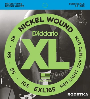 Струны для бас-гитар DAddario EXL165 XL Nickel Wound Bass Reg Light Top/Med Bottom (45-105)