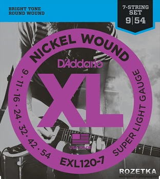 Струны для электрогитар DAddario EXL120-7 XL Nickel Wound Super Light 7-String (9-54)