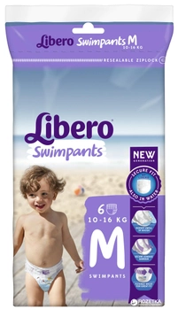 Подгузники-трусики детские для плавания Libero Swimpants Medium 10-16 кг 6 шт. (7322540375756)