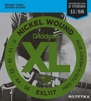 Струны для электрогитар D'Addario EXL117 Nickel XL Medium Top/Extra Heavy Bottom (11-56)