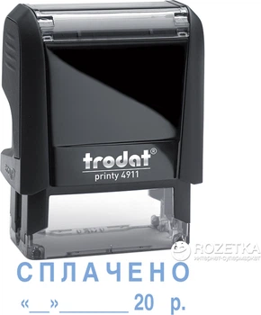Штамп стандартний Trodat Printy 4911 "Сплачено + дата" 38х14 мм 2 рядки Чорний корпус (092399430766) (4911 P4 чорна)
