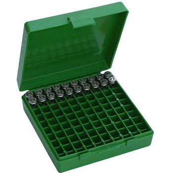 Коробка для патронів MTM кал. 9мм; 380 ACP. Кількість - 100 шт. Колір - зелений (1773.06.27)