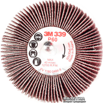Щітка пелюсткова на шпинделі 3M 339 SM P60 60 х 30 х 6 мм (64508)