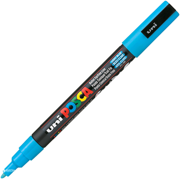 Маркер-краска Uni Posca Голубой 0.9-1.3 мм Черно-голубой корпус (PC-3M.L.Blue)