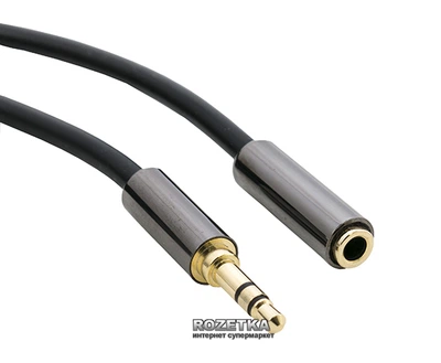 Кабель Extradigital Audio 3.5 мм (Plug-Socket), 3 м, 30 AWG, Stereo, Gold, PVC (KBA1641)