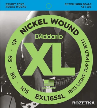 Струны для бас-гитар D'Addario EXL165SL XL Nickel Wound Bass Regular Light Top / Medium Bottom (45-105)